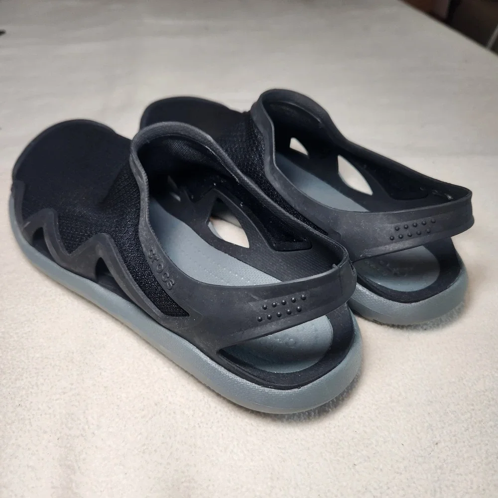 CROCS Swiftwater Wave Mesh Shoes Men 11 Black Wader Water Shoes Deck Beach Boat